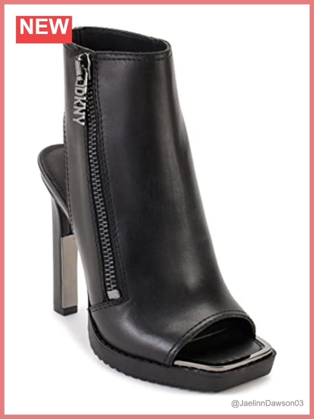 DKNY Malia Peep Toe Heeled Bootie Side Zipper Rubber Sole
